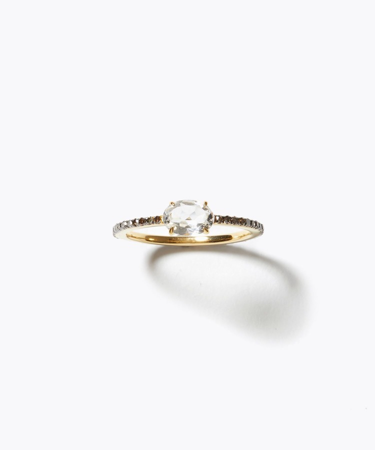 [elafonisi] clear quartz pave diamonds eternity ring